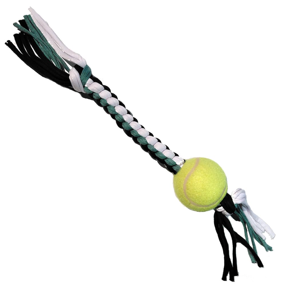 Rope Toy Medium Green With Tennis Ball 26cm