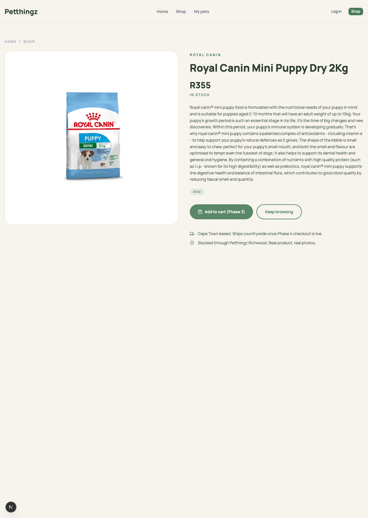 Petthingz product detail screenshot